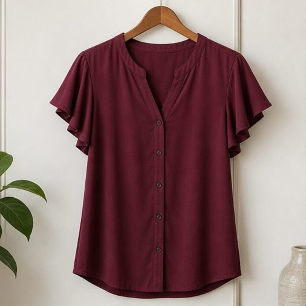 Burgundy Pleated Blouse